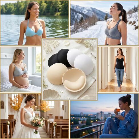 3 Pairs Round Bra Inserts Pads, Removable Sport Bra Cups Inserts 3 Colors Push Up BrasPadding Washable Sports Bras Insert for Sport Bras Bikinis Top Swimsuit in Kuwait