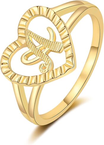 RLMOON Gold Initial Rings for Women Non Tarnish 14K Gold Plated Vintage Heart Thumb Rings Personalized Carved Letter Statement Stackable Rings Size 6-10 Jewelry Gifts in Kuwait