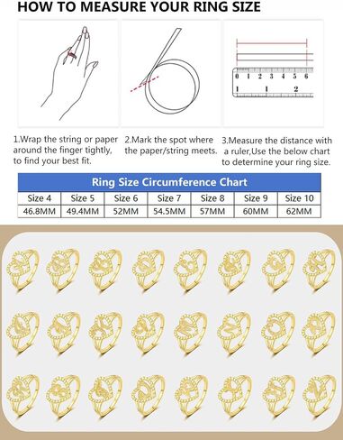 RLMOON Gold Initial Rings for Women Non Tarnish 14K Gold Plated Vintage Heart Thumb Rings Personalized Carved Letter Statement Stackable Rings Size 6-10 Jewelry Gifts in Kuwait