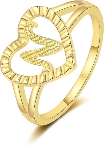 RLMOON Gold Initial Rings for Women Non Tarnish 14K Gold Plated Vintage Heart Thumb Rings Personalized Carved Letter Statement Stackable Rings Size 6-10 Jewelry Gifts in Kuwait