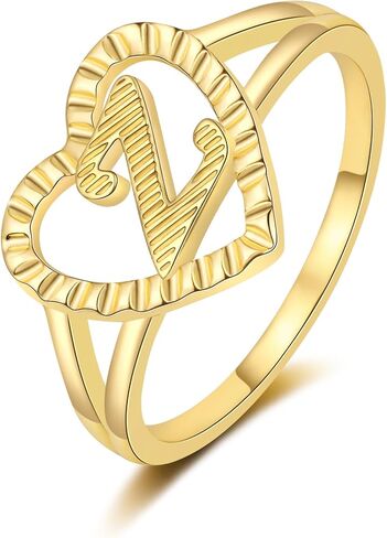 RLMOON Gold Initial Rings for Women Non Tarnish 14K Gold Plated Vintage Heart Thumb Rings Personalized Carved Letter Statement Stackable Rings Size 6-10 Jewelry Gifts in Kuwait