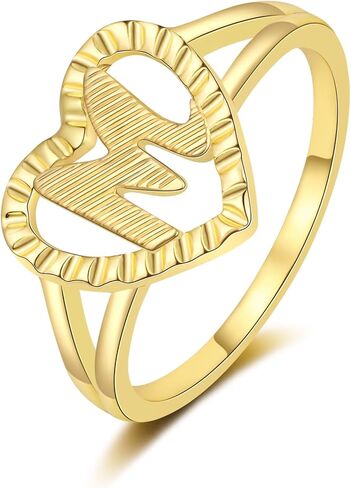 RLMOON Gold Initial Rings for Women Non Tarnish 14K Gold Plated Vintage Heart Thumb Rings Personalized Carved Letter Statement Stackable Rings Size 6-10 Jewelry Gifts in Kuwait