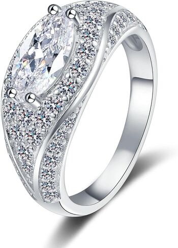 Striking 14K Gold Evil Eye Marquise Cut Diamond Statement Ring for Her, Featuring 1 Carat D-Color VVS1 Center Stone, Protective Symbol with Bold and Modern Appeal in Kuwait