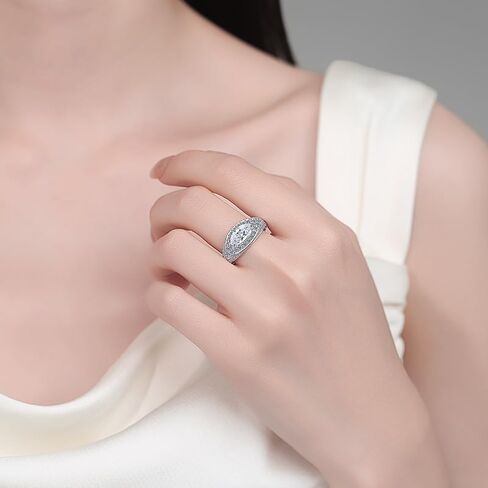 Striking 14K Gold Evil Eye Marquise Cut Diamond Statement Ring for Her, Featuring 1 Carat D-Color VVS1 Center Stone, Protective Symbol with Bold and Modern Appeal in Kuwait