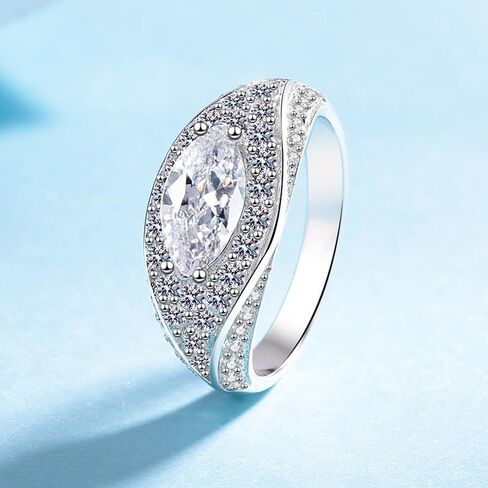 Striking 14K Gold Evil Eye Marquise Cut Diamond Statement Ring for Her, Featuring 1 Carat D-Color VVS1 Center Stone, Protective Symbol with Bold and Modern Appeal in Kuwait