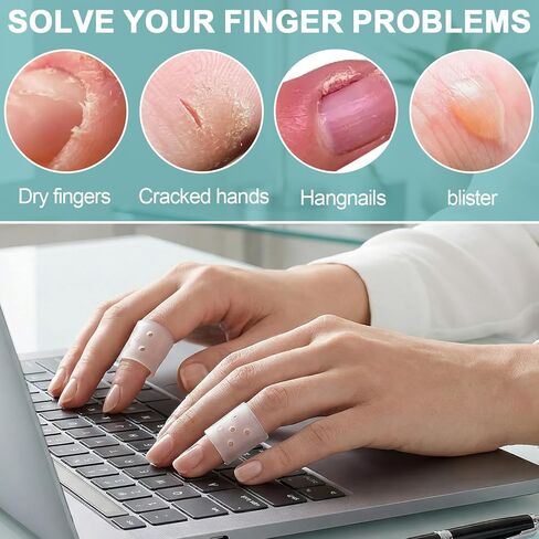12pcs Anti Skin Picking Finger Covers, Reusable Breathable Finger Covers Protectors with Air Holes, Clear Thumb Guard Sleeves Protector for Nail Biting Cracked Hands Hangnails in Saudi Arabia