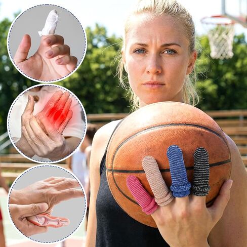 100 Pcs Cotton Finger Cots, Medium Finger Protectors Tubular Breathable Bandage for Wound, Disposable Stretchy Fingertip Sleeves for Gardening, Fitness Working Sports Cooking, 5 Colors in Kuwait