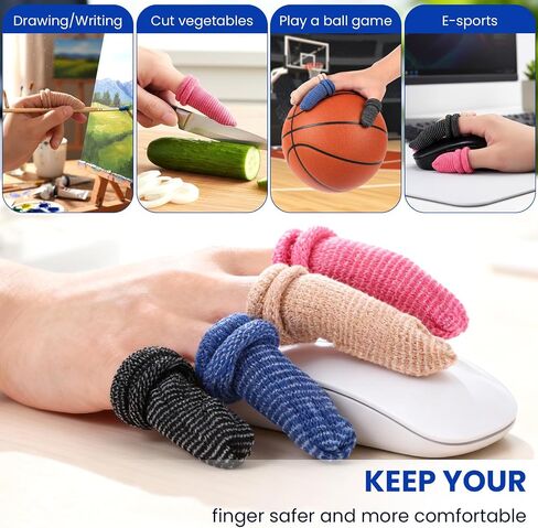 100 Pcs Cotton Finger Cots, Medium Finger Protectors Tubular Breathable Bandage for Wound, Disposable Stretchy Fingertip Sleeves for Gardening, Fitness Working Sports Cooking, 5 Colors in Kuwait
