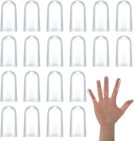 Thumb Cover, 20 Pcs Silicone Thumb Protector Caps, Flexible Rubber Finger Guards for Cracking, Peeling & Callus Prevention (Clear, 0.8 x 1.6 in) in Kuwait