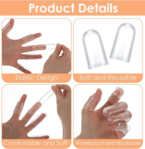 Thumb Cover, 20 Pcs Silicone Thumb Protector Caps, Flexible Rubber Finger Guards for Cracking, Peeling & Callus Prevention (Clear, 0.8 x 1.6 in) in Kuwait