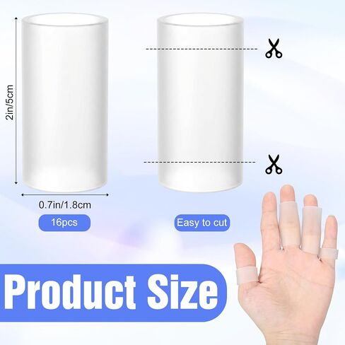 16Pcs Silicone Finger Sleeves Protectors, Clear Silicone Finger Protectors, Rubber Fingers Protector for Cracked Fingers, Daily Tasks, Crafting in Kuwait
