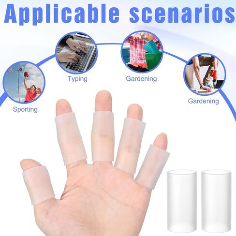 16Pcs Silicone Finger Sleeves Protectors, Clear Silicone Finger Protectors, Rubber Fingers Protector for Cracked Fingers, Daily Tasks, Crafting in Kuwait