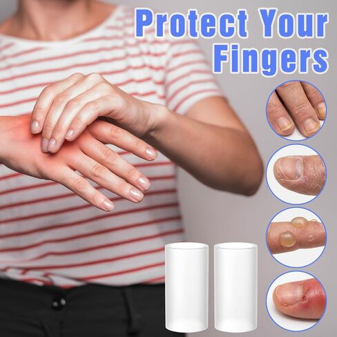 16Pcs Silicone Finger Sleeves Protectors, Clear Silicone Finger Protectors, Rubber Fingers Protector for Cracked Fingers, Daily Tasks, Crafting in Kuwait