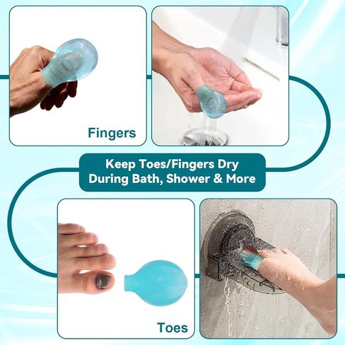 Silicone Finger Covers for Cuts and Cracked Skin, Reusable Finger Protectors for Injuries, Water Resistant Fingertip Bandages for Shower & Swimming, Toe Caps for Damaged Nail Care, 4 Pcs in Kuwait