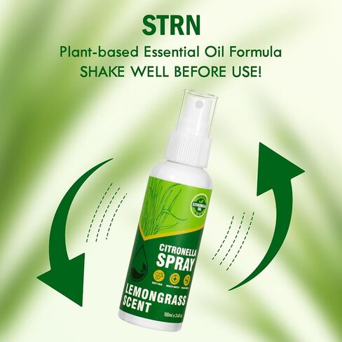 STRN Citronella Spray, DEET-Free, 6.76 oz (200ML), Air Freshener Spray for Summer Outdoor, Lemongrass Plant-Based Essential Oil Spray, for Patio, Camping, Hiking, Traveling, Fishing in Saudi Arabia