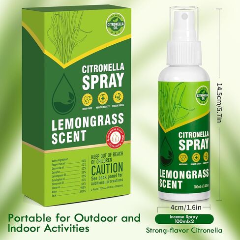 STRN Citronella Spray, DEET-Free, 6.76 oz (200ML), Air Freshener Spray for Summer Outdoor, Lemongrass Plant-Based Essential Oil Spray, for Patio, Camping, Hiking, Traveling, Fishing in Saudi Arabia