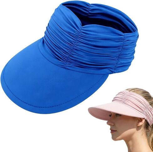 Women's UPF 50+ UV Protection Sun Visor Hat, Wide Brim Lightweight Foldable Ponytail Cap Hats for Women Summer in Saudi Arabia