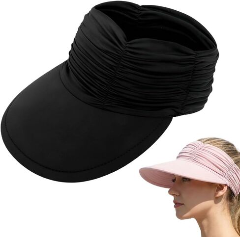 Women's UPF 50+ UV Protection Sun Visor Hat, Wide Brim Lightweight Foldable Ponytail Cap Hats for Women Summer in Saudi Arabia