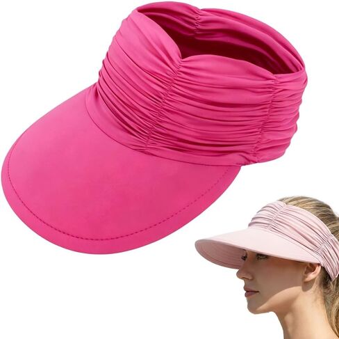 Women's UPF 50+ UV Protection Sun Visor Hat, Wide Brim Lightweight Foldable Ponytail Cap Hats for Women Summer in Saudi Arabia