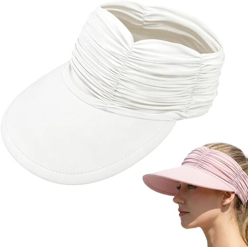 Women's UPF 50+ UV Protection Sun Visor Hat, Wide Brim Lightweight Foldable Ponytail Cap Hats for Women Summer in Saudi Arabia