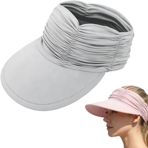 Women's UPF 50+ UV Protection Sun Visor Hat, Wide Brim Lightweight Foldable Ponytail Cap Hats for Women Summer in Saudi Arabia