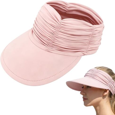 Women's UPF 50+ UV Protection Sun Visor Hat, Wide Brim Lightweight Foldable Ponytail Cap Hats for Women Summer in Saudi Arabia