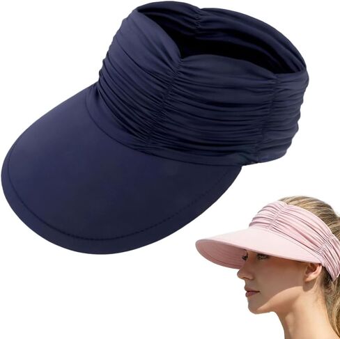 Women's UPF 50+ UV Protection Sun Visor Hat, Wide Brim Lightweight Foldable Ponytail Cap Hats for Women Summer in Saudi Arabia