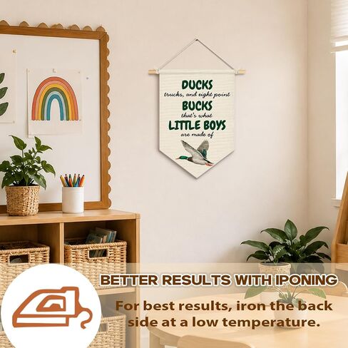Ducks Little Boys Canvas Banner, Boy Nursery Hanging Pennant Banner Flags Wall Display, Wild Mallard Duck Wall Decor for Toddler Kids Boys Room Bedroom Nursery Playroom, 15x11 Inch in Saudi Arabia