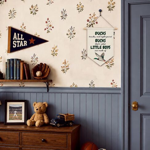 Ducks Little Boys Canvas Banner, Boy Nursery Hanging Pennant Banner Flags Wall Display, Wild Mallard Duck Wall Decor for Toddler Kids Boys Room Bedroom Nursery Playroom, 15x11 Inch in Saudi Arabia