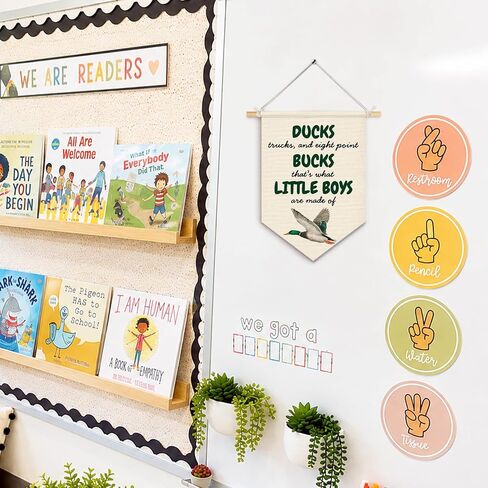Ducks Little Boys Canvas Banner, Boy Nursery Hanging Pennant Banner Flags Wall Display, Wild Mallard Duck Wall Decor for Toddler Kids Boys Room Bedroom Nursery Playroom, 15x11 Inch in Saudi Arabia