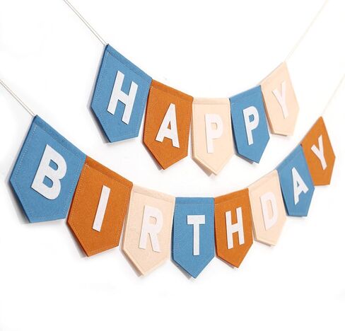 Felt Happy Birthday Banner, Green and Beige, 80 Inches, Gender-Neutral Birthday Party Decoration (Navy Blue) in Saudi Arabia