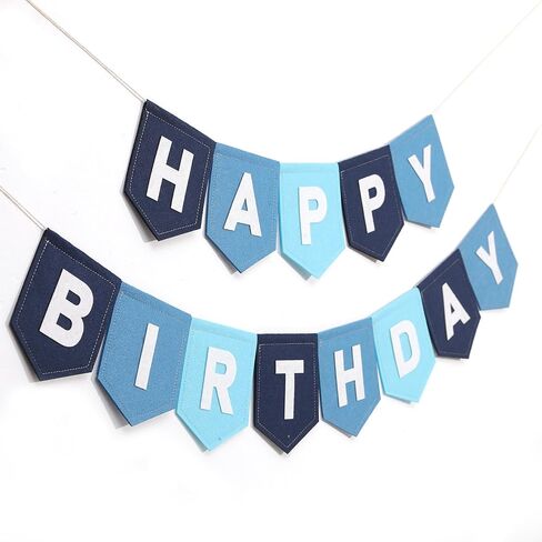 Felt Happy Birthday Banner, Green and Beige, 80 Inches, Gender-Neutral Birthday Party Decoration (Navy Blue) in Saudi Arabia