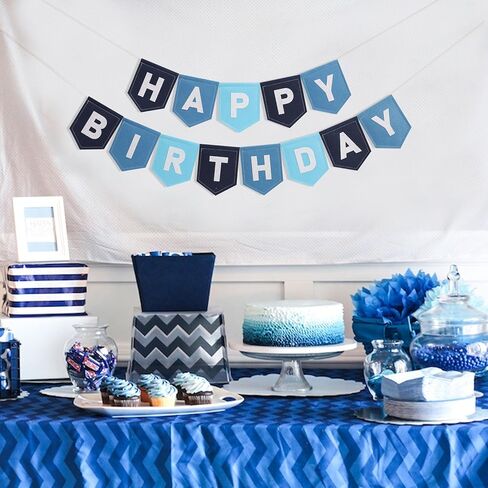 Felt Happy Birthday Banner, Green and Beige, 80 Inches, Gender-Neutral Birthday Party Decoration (Navy Blue) in Saudi Arabia