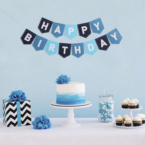 Felt Happy Birthday Banner, Green and Beige, 80 Inches, Gender-Neutral Birthday Party Decoration (Navy Blue) in Saudi Arabia