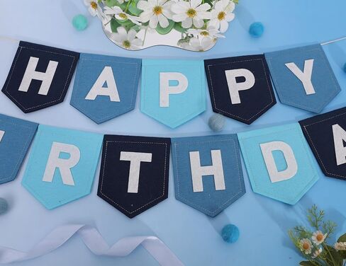 Felt Happy Birthday Banner, Green and Beige, 80 Inches, Gender-Neutral Birthday Party Decoration (Navy Blue) in Saudi Arabia