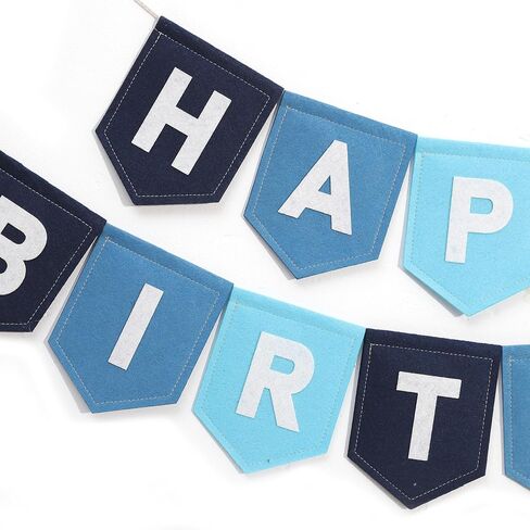 Felt Happy Birthday Banner, Green and Beige, 80 Inches, Gender-Neutral Birthday Party Decoration (Navy Blue) in Saudi Arabia