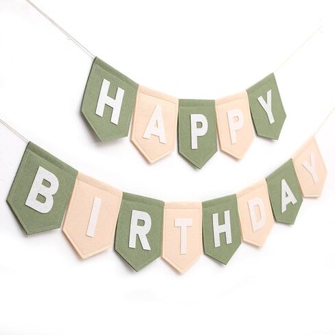 Felt Happy Birthday Banner, Green and Beige, 80 Inches, Gender-Neutral Birthday Party Decoration (Navy Blue) in Saudi Arabia