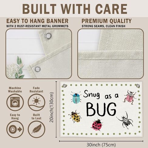 Funny Sung as A Bug Banner, Funny Insects Playroom Kids Boys Room Decor, Nursery Canvas Flag Wall Hanging Decor Art for Toddler Room Classroom Preschool 20x30in in Kuwait