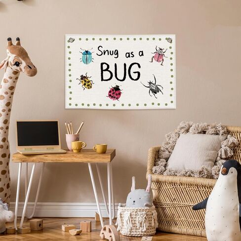 Funny Sung as A Bug Banner, Funny Insects Playroom Kids Boys Room Decor, Nursery Canvas Flag Wall Hanging Decor Art for Toddler Room Classroom Preschool 20x30in in Kuwait