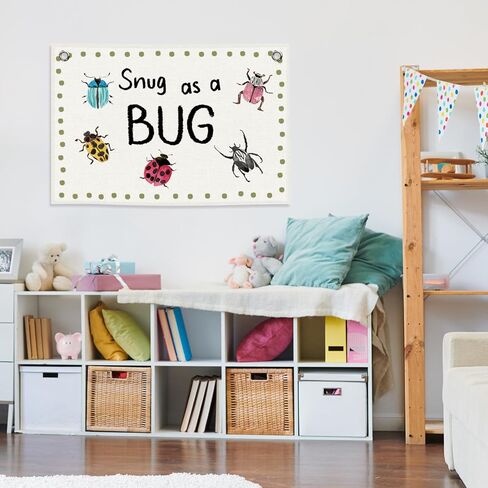 Funny Sung as A Bug Banner, Funny Insects Playroom Kids Boys Room Decor, Nursery Canvas Flag Wall Hanging Decor Art for Toddler Room Classroom Preschool 20x30in in Kuwait