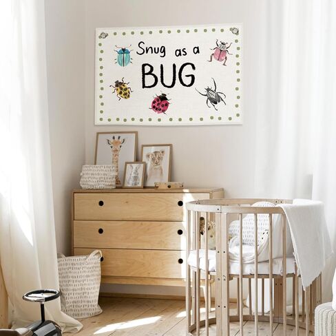 Funny Sung as A Bug Banner, Funny Insects Playroom Kids Boys Room Decor, Nursery Canvas Flag Wall Hanging Decor Art for Toddler Room Classroom Preschool 20x30in in Kuwait