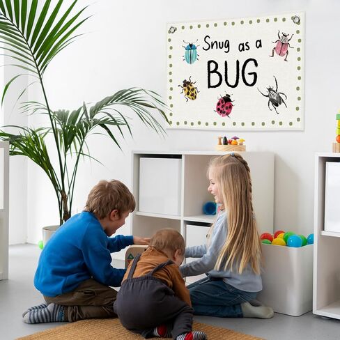 Funny Sung as A Bug Banner, Funny Insects Playroom Kids Boys Room Decor, Nursery Canvas Flag Wall Hanging Decor Art for Toddler Room Classroom Preschool 20x30in in Kuwait