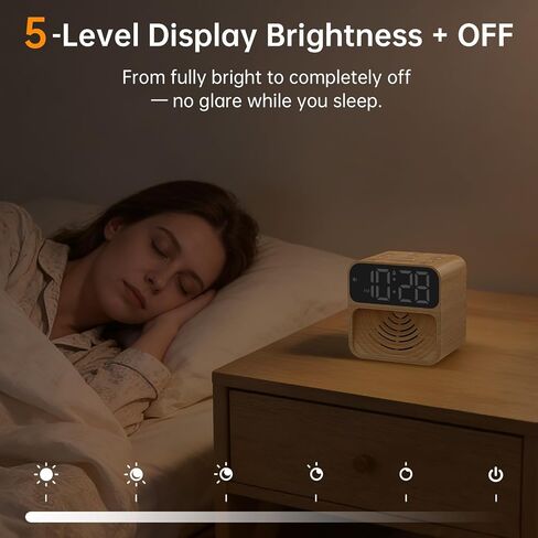 AuroraCalm Extra Loud Alarm Clock for Heavy Sleepers: 115dB Wake Up Alarm with Flashing Light to Help Prevent Oversleeping - Dual Alarm for Teens Adults Shift Workers Bedroom - Wood Grain in Kuwait