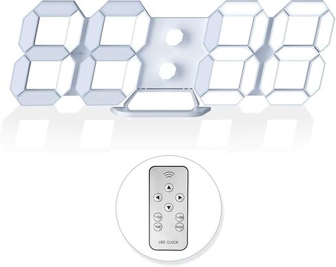 ساعة حائط رقمية LED ثلاثية الأبعاد/ساعة منبه للمكتب مع جهاز تحكم عن بعد لمكتب غرفة نوم المطبخ، ساعة ديكور بإضاءة ليلية LED مقاس 9.7 بوصة ضبط السطوع 12 ساعة/24 ساعة ودرجة حرارة التاريخ، هدية رائعة in Kuwait