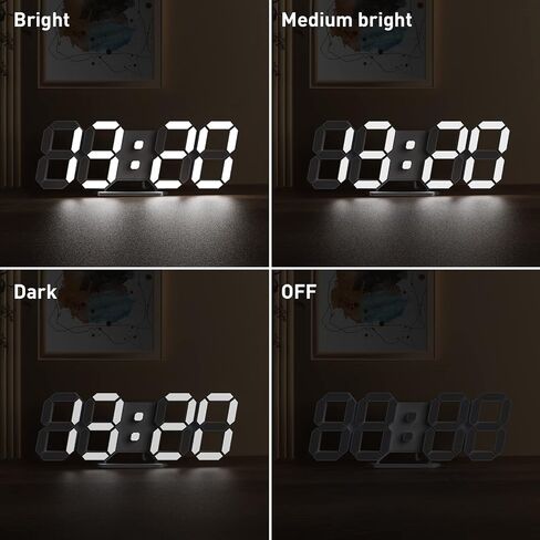 ساعة حائط رقمية LED ثلاثية الأبعاد/ساعة منبه للمكتب مع جهاز تحكم عن بعد لمكتب غرفة نوم المطبخ، ساعة ديكور بإضاءة ليلية LED مقاس 9.7 بوصة ضبط السطوع 12 ساعة/24 ساعة ودرجة حرارة التاريخ، هدية رائعة in Kuwait