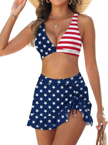 Urchics High Waisted Bikini Sets for Women Gingham Push Up Two Piece Swim Skirt Set Tummy Control Bathing Suit 2026 Swimsuit in Saudi Arabia