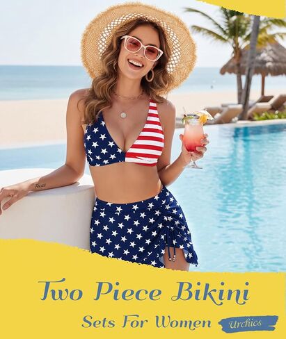 Urchics High Waisted Bikini Sets for Women Gingham Push Up Two Piece Swim Skirt Set Tummy Control Bathing Suit 2026 Swimsuit in Saudi Arabia