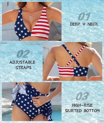Urchics High Waisted Bikini Sets for Women Gingham Push Up Two Piece Swim Skirt Set Tummy Control Bathing Suit 2026 Swimsuit in Saudi Arabia