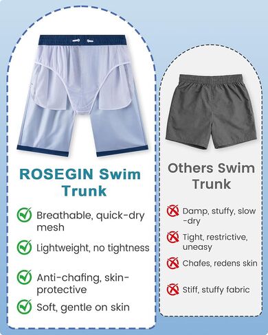 ROSEGIN 3 Pack Mens Swim Trunks 9 Inch with Mesh Liner Quick Dry Bathing Suits Beach Vacation Swimsuit Board Shorts in Saudi Arabia