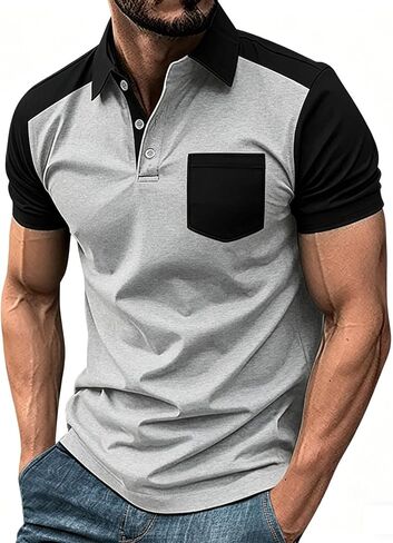 Mens Fishing Shirts Raglan Color Block Pocket Patch Short Sleeve Tees Summer Breathable Outdoor Travel Casual Tops in Kuwait